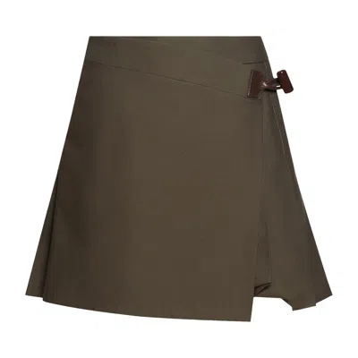 Pre-owned Loewe Pleated Mini Skirt 'khaki Green' | Women's Size 36
