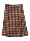Loewe Pleated Plaid-pattern Midi Skirt In Multi