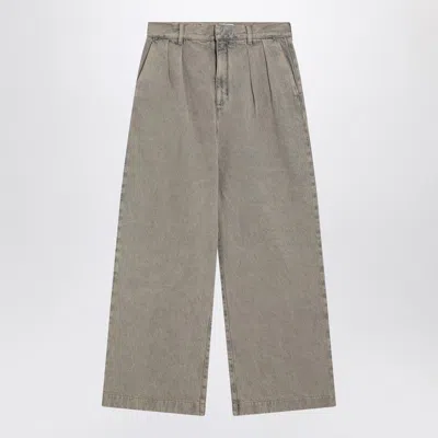 LOEWE LOEWE  PLEATED SAND-COLOURED DENIM PANTS