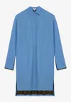 Loewe Shirt Dress With Folded Cuffs And Side Slits In Blue