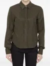 Loewe Pleated Yoke Long-sleeved Shirt In Green