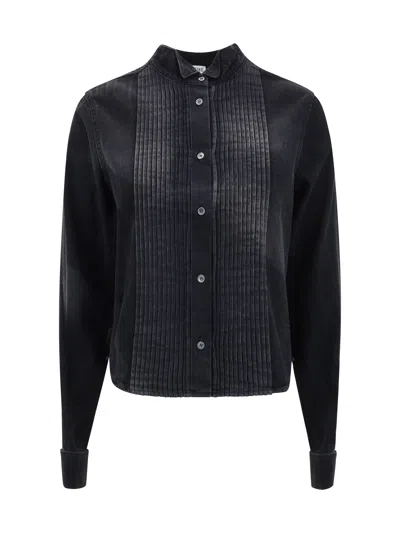 Loewe Pleated-front Shirt In Washed Black