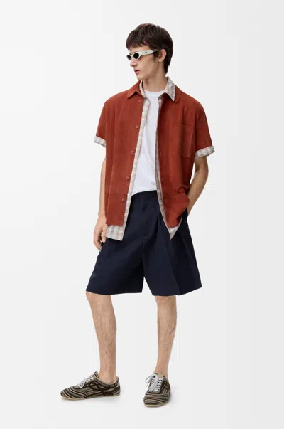 Loewe Pleated Shorts In Cotton And Linen Size: 54 For Man In Blue