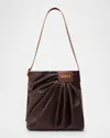 Loewe Pleated Shoulder Bag In Leather In Black