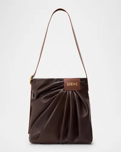 Loewe Pleated Shoulder Bag In Leather In Black