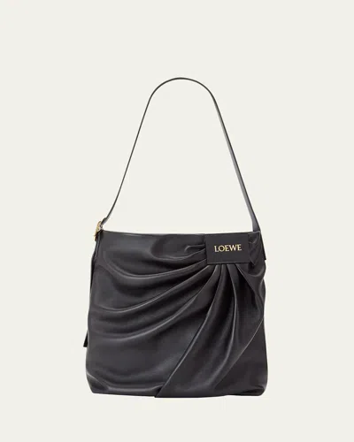 Loewe Pleated Shoulder Bag In Leather In Black