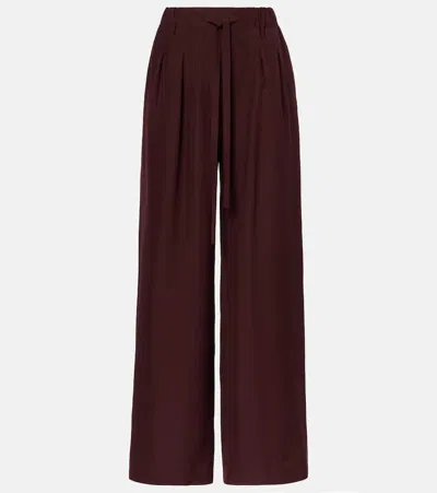 Loewe Pleated Silk Straight Pants