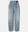 Loewe Pleated Wide-leg Jeans In Blue
