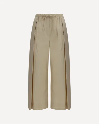 Loewe Pleated Wide-leg Cropped Drawstring Pants In Brown