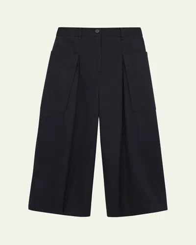 Loewe Womens Cropped Trousers In Cotton And Silk In Blue