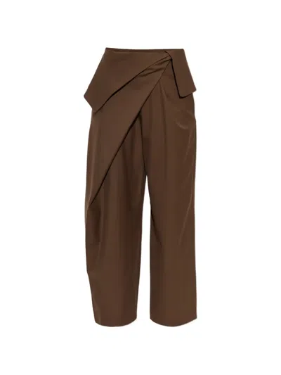 Loewe Pleated Wool Trousers In Brown
