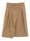 Loewe Wrap-effect Pleated Mini Skirt In Brown