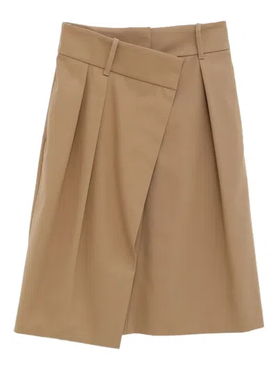 Loewe Pleated Wrap Skirt In Brown