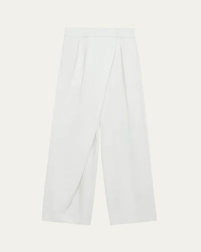 Loewe Pleated Wrap Wide-leg Jeans In White