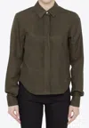 Loewe Pleated Yoke Long-sleeved Shirt In Green