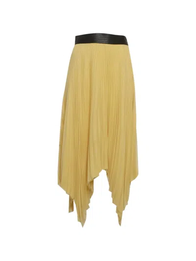 Pre-owned Loewe Plissé High-low Midi Skirt In Yellow