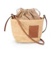 Loewe Anagram Pochette Basket Bag In Raffia, Jacquard And Calfskin In Nude