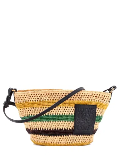 Pre-owned Loewe Pochette Woven Raffia Crossbody Bag In Multi