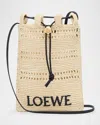 Loewe Pocket Drawstring Raffia Crossbody Bag In Naturalblack