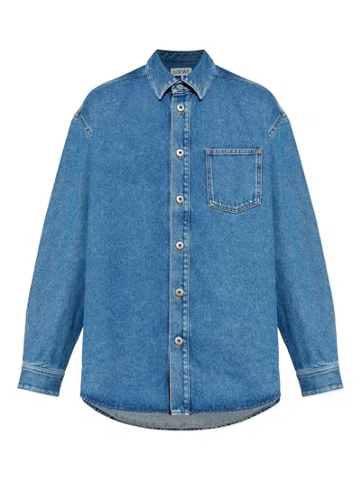 Loewe Pocket Embroidered Shirt In Blue
