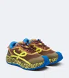 Loewe Pogo Logo-detailed Suede-trimmed Knitted Sneakers In Multi