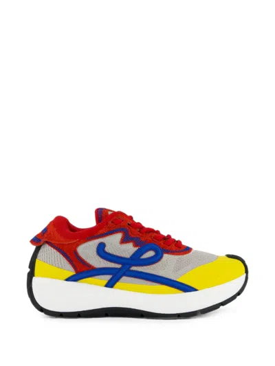Loewe Pogo Knit Suede Sneakers In Multi