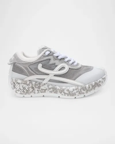 Loewe Suede Leather Low-top Sneakers In Gray