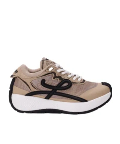 Loewe Pogo Sneaker In Technical Knit And Suede In Black