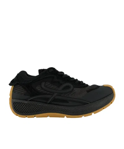 Loewe Pogo Sneaker In Technical Knit And Suede In Black