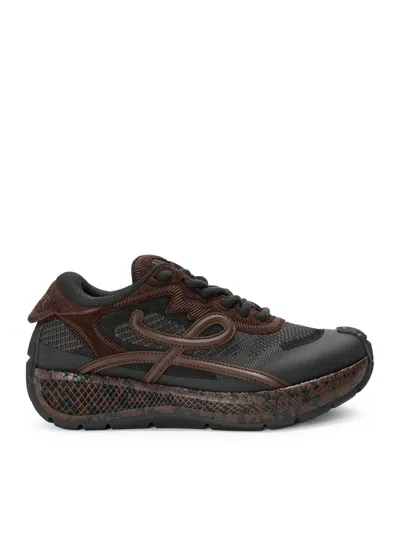 Loewe Pogo Sneakers In Technical Knit And Suede In Black