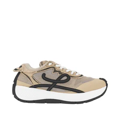 Loewe 'pogo' Technical Knit And Leather Sneakers In Neutral