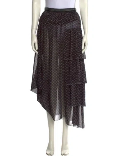 Pre-owned Loewe Polka Dot Print Midi Length Skirt In Black