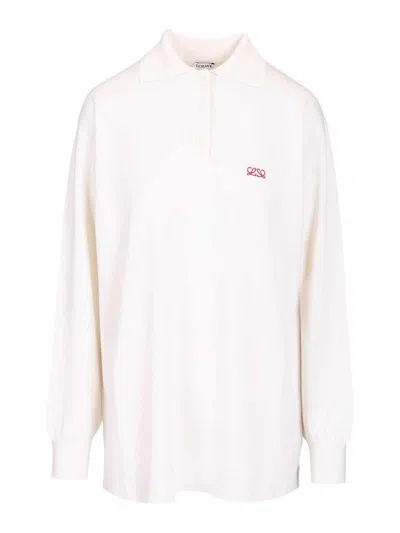 Loewe Cashmere And Silk Blend Polo Shirt In White