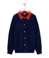 Loewe Wool Cardigan With Chest Pocket And Collar In Blue