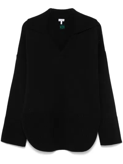 Loewe Pullover Mit Poloshirtkragen In Schwarz