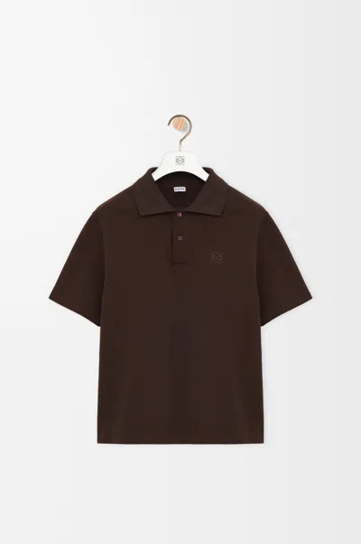 Loewe Embroidered Polo Shirt In Brown