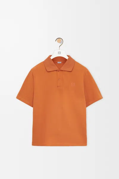 Loewe Anagram Cotton Polo Shirt In Orange