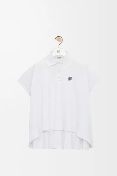 Loewe Anagram Cotton Polo Shirt In White