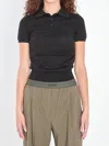 Loewe Ruched Polo T-shirt In Black