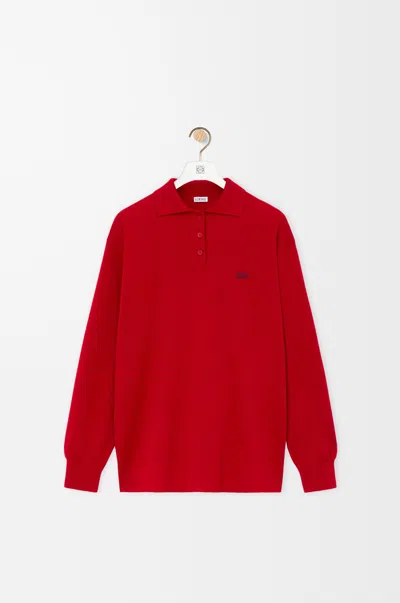 Loewe Double L Cashmere-blend Polo Sweater In Red