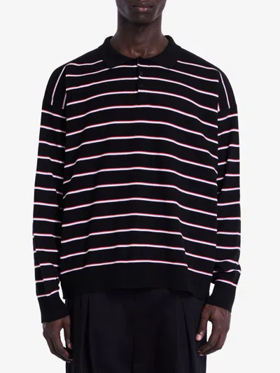 Loewe Striped Cotton Polo Sweater In Multicolor