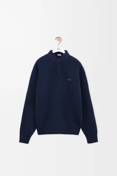 Loewe Polo Sweater In Wool In Blue