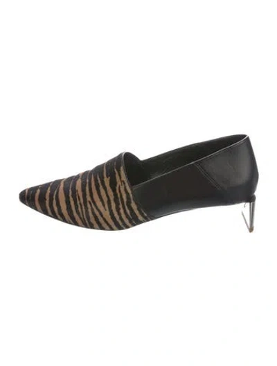 Pre-owned Loewe Ponyhair Printed Pumps In Black