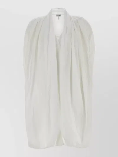 Loewe Poplin Dress Featuring Draped Design Cuffs In White
