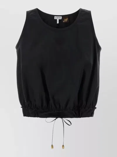 Loewe Poplin Ibiza Top Elasticated Hem Sleeveless In Black