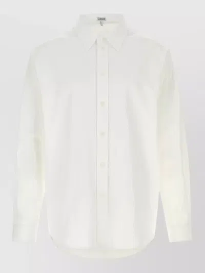 Loewe Poplin Shirt Long Sleeves Buttoned Cuffs Hem In White