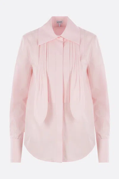 Loewe Poplin Shirt With Pleated Neck Tie In Pink