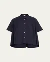 Loewe Poplin Short-sleeve Trapeze Blouse In Blue