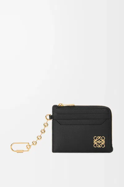 Loewe Porte-cartes Et Monnaie Carré Anagram En Cuir Grainé Pour Femme In Black