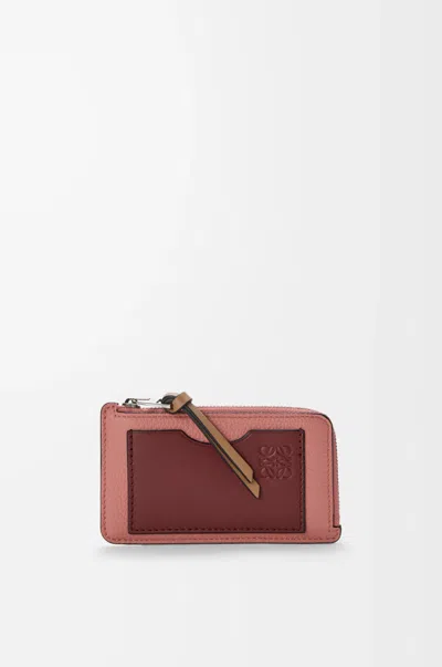 Loewe Porte-cartes Et Monnaie En Cuir Grainé Souple Pour Femme In Burgundy